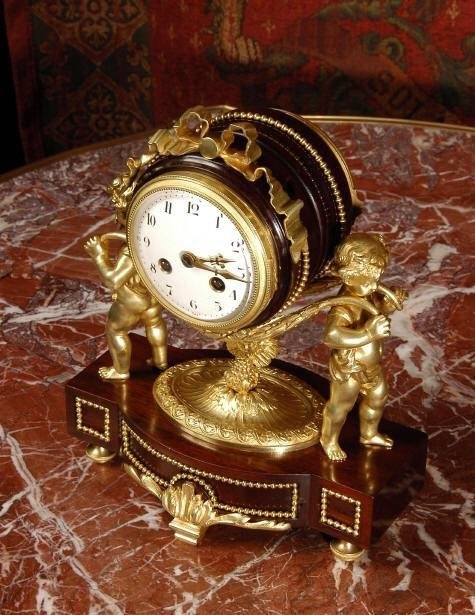 fig 1. Beautiful Antique French Ormolu and Mahogany Boudoir Clock ~ French - Circa 1895 ~ French - Circa 1895